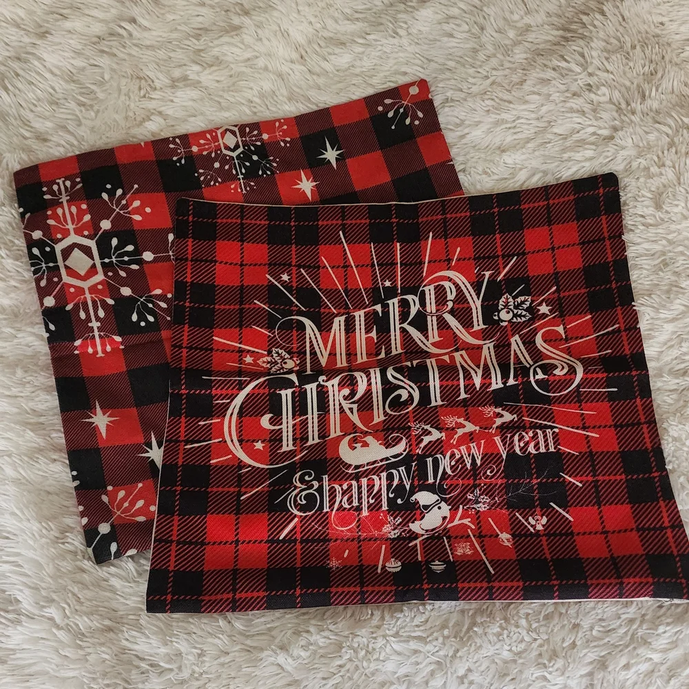 Christmas Pillow Covers Red Plaid